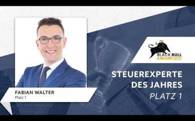 fabianwaltersteuerexperte - Finanzkongress 2021: Fabian Walter gewinnt Black Bull Award in der Kategorie "Steuerexperte des Jahres"